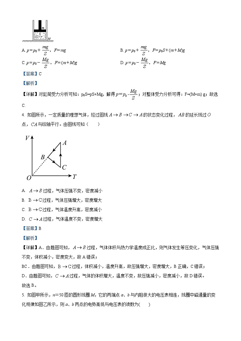 精品解析：山西省大同市浑源七中2022-2023学年高二下学期第三次月考物理试题（解析版）03