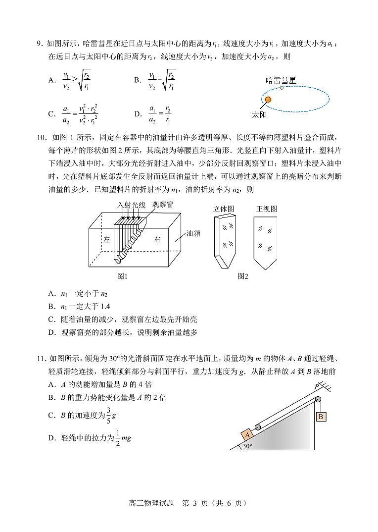 2023届江苏省扬州市高三下学期考前调研测试（三模）物理PDF版含答案03
