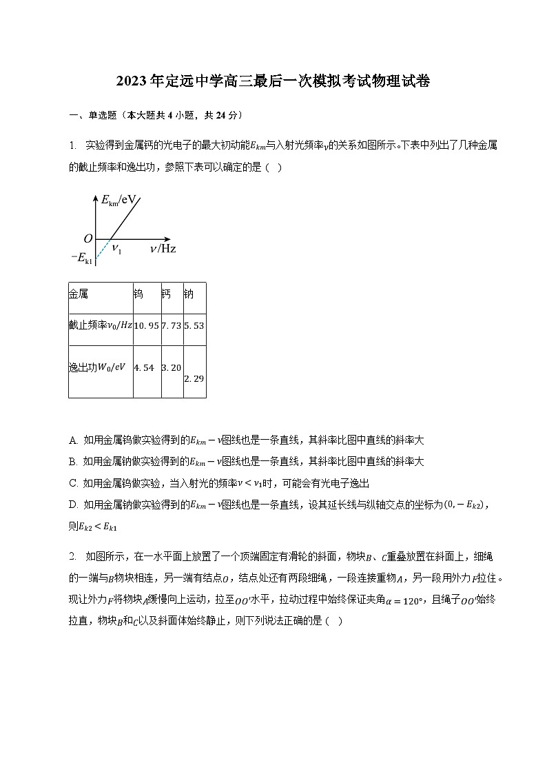 2023届安徽省定远中学高三下学期最后一次模拟考试物理试题含解析第1页