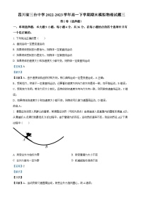 四川省绵阳市三台中学2022-2023学年高一物理下学期末模拟试题（三）（Word版附解析）