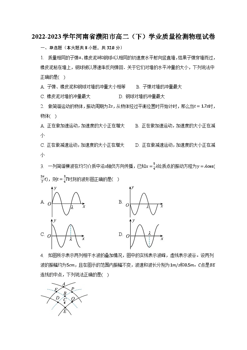2022-2023学年河南省濮阳市高二（下）学业质量检测物理试卷（含解析）01