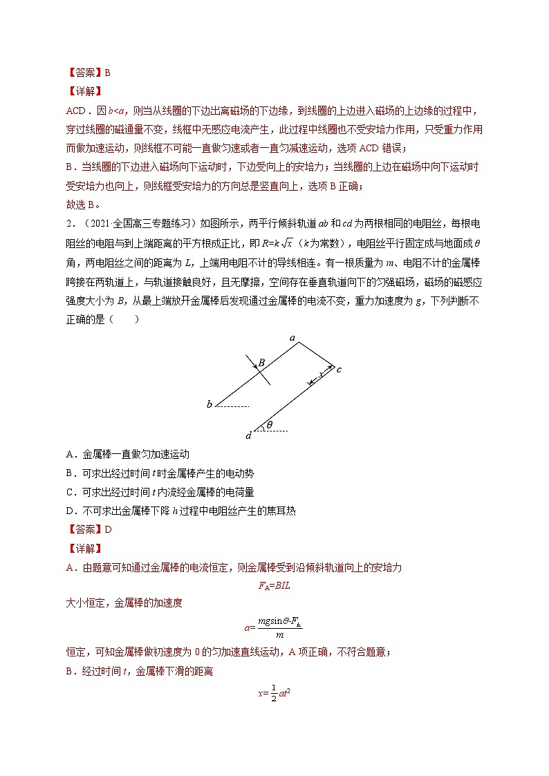 易错点25 电磁感应中的动力学和能量问题-备战2022年高考物理典型易错题辨析与精练（解析版）第2页
