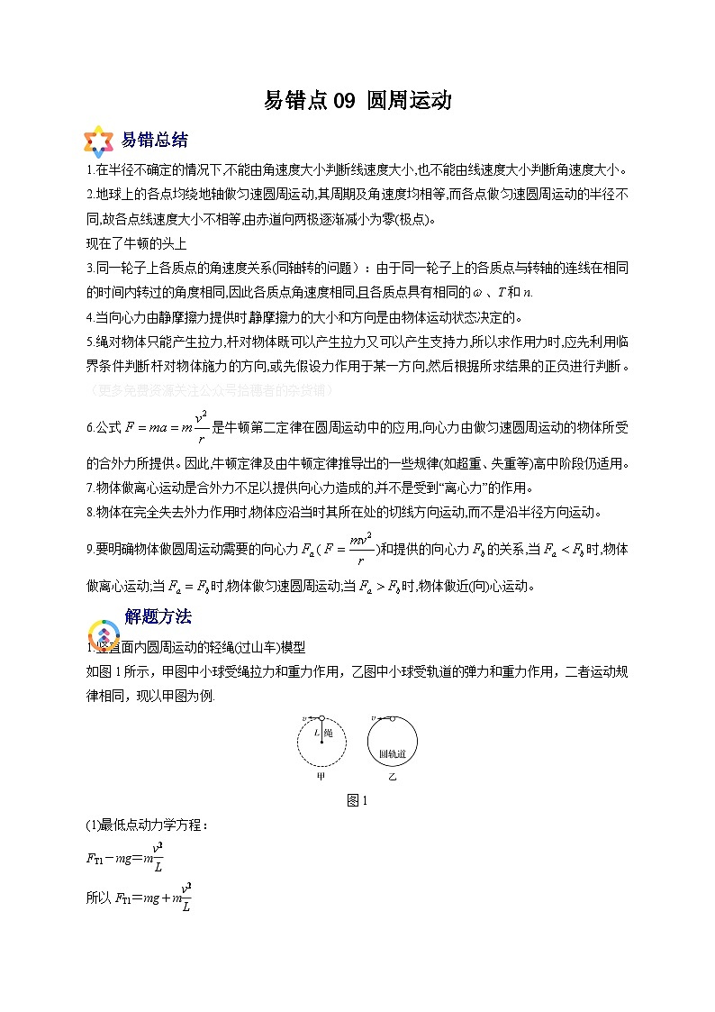 易错点09 圆周运动-备战2022年高考物理典型易错题辨析与精练（原卷版）01