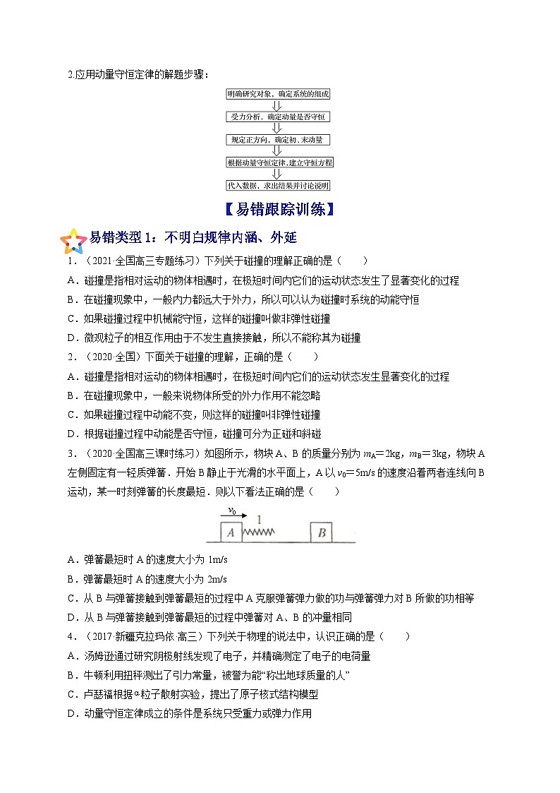 易错点15 动量守恒定理及其应用-备战2022年高考物理典型易错题辨析与精练（原卷版）第3页