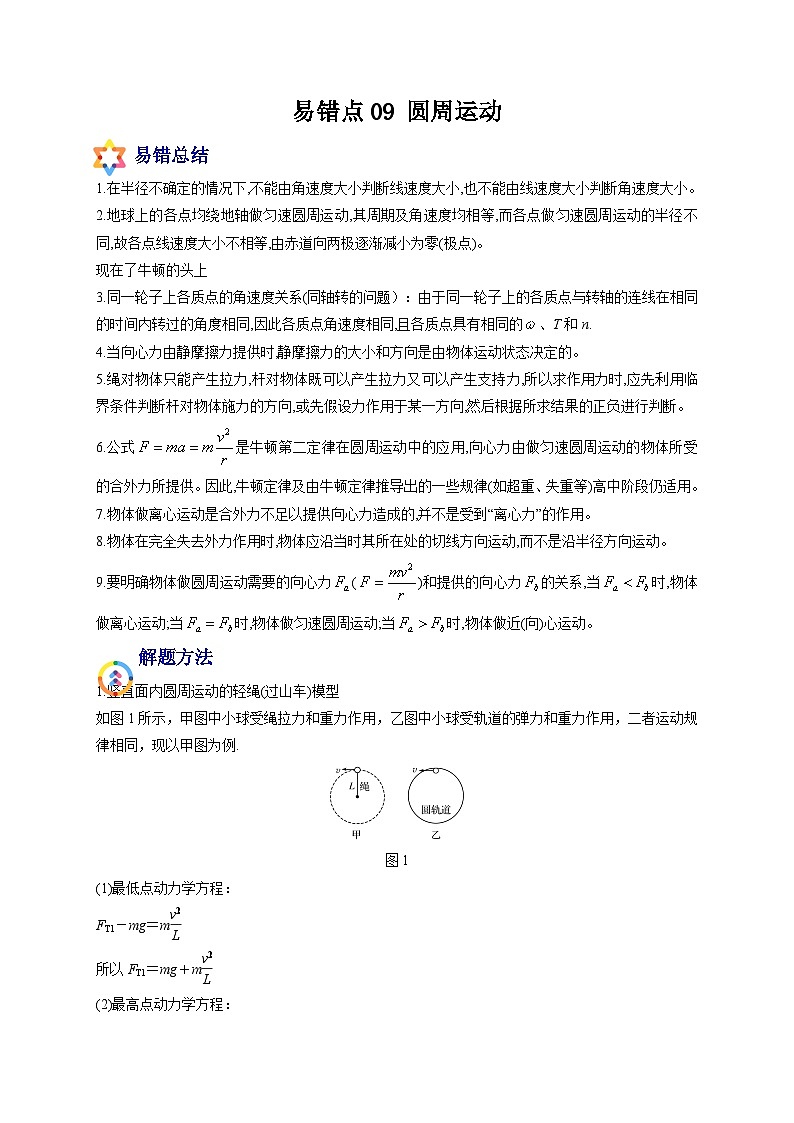 易错点09 圆周运动-备战2022年高考物理典型易错题辨析与精练（解析版）第1页