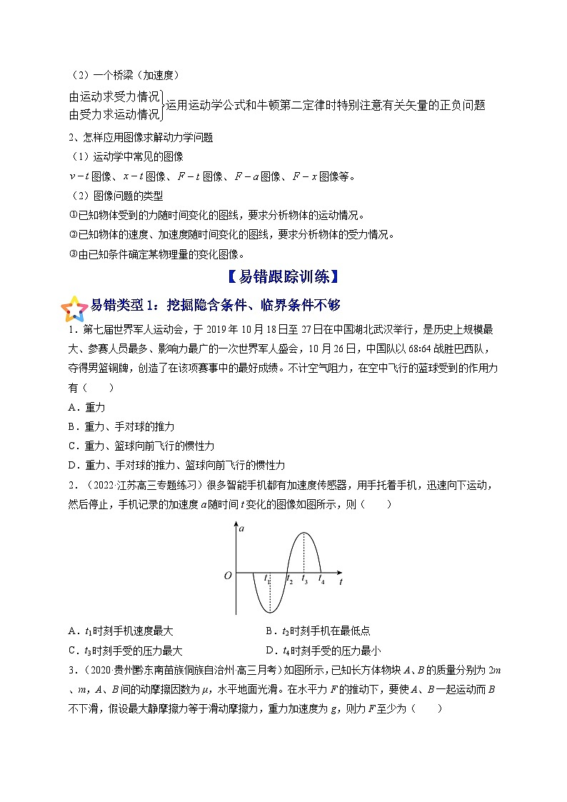 易错点05 牛顿三定律 两类动力学问题-备战2022年高考物理典型易错题辨析与精练（原卷版）第2页