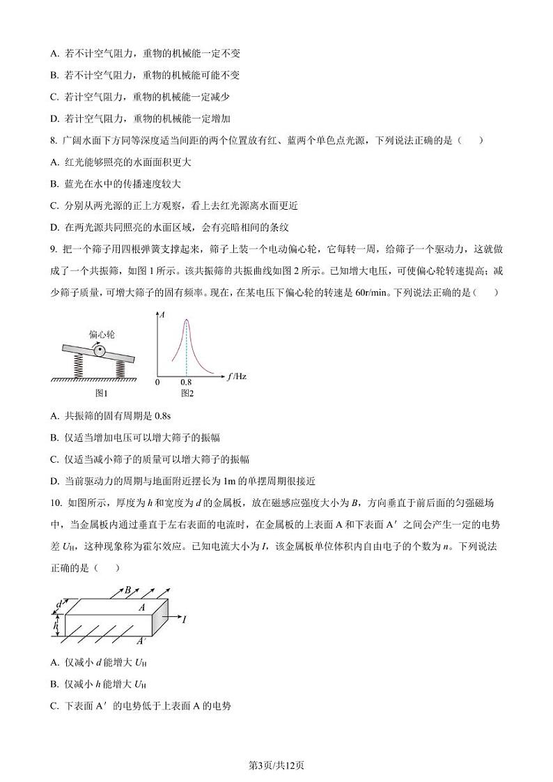 浙江省杭州市2022-2023学年高二下学期期末物理试题03