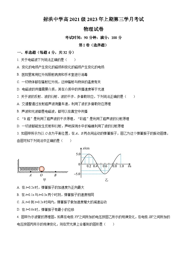 2023遂宁射洪中学高二下学期5月月考物理试题含解析01