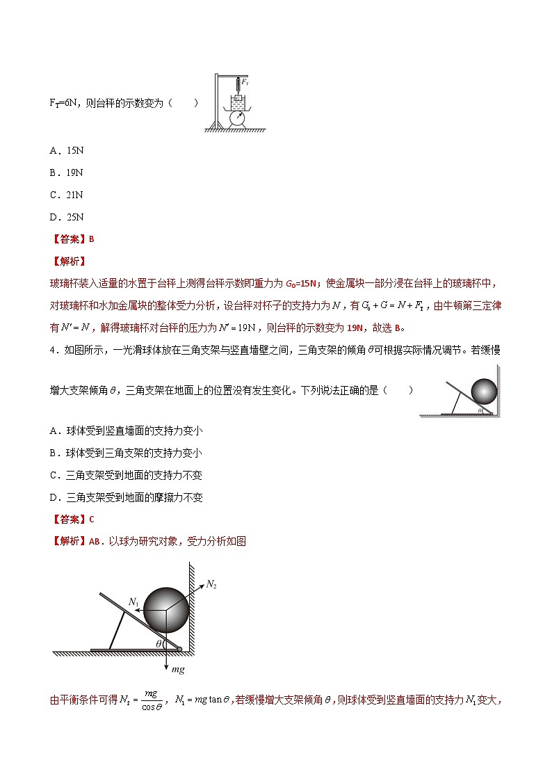 高一物理寒假重难点巩固专题二 共点力平衡中的整体法与隔离法(解析版)02