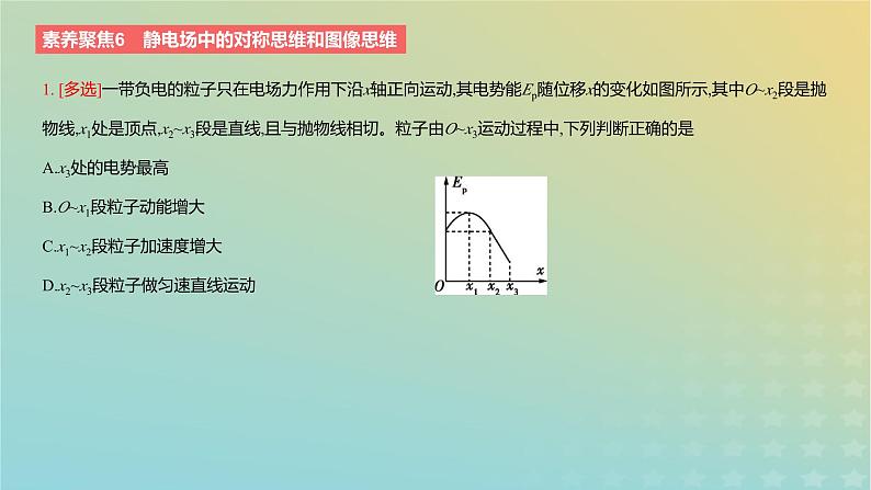 2024版高考物理一轮复习教材基础练第八章静电场素养聚焦6静电场中的对称思维和图像思维教学课件04