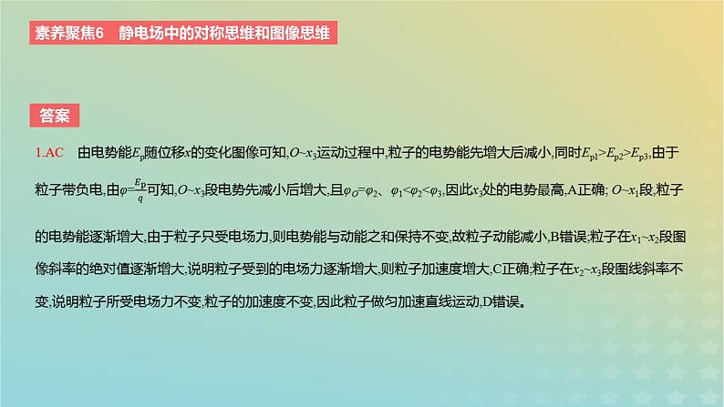 2024版高考物理一轮复习教材基础练第八章静电场素养聚焦6静电场中的对称思维和图像思维教学课件05