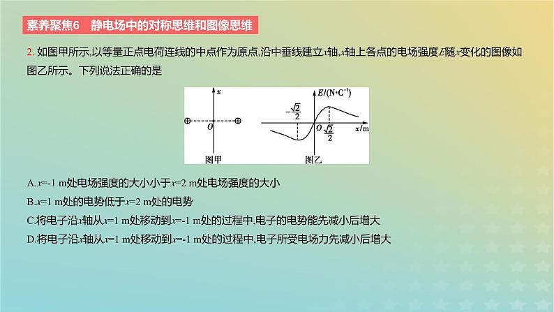 2024版高考物理一轮复习教材基础练第八章静电场素养聚焦6静电场中的对称思维和图像思维教学课件06