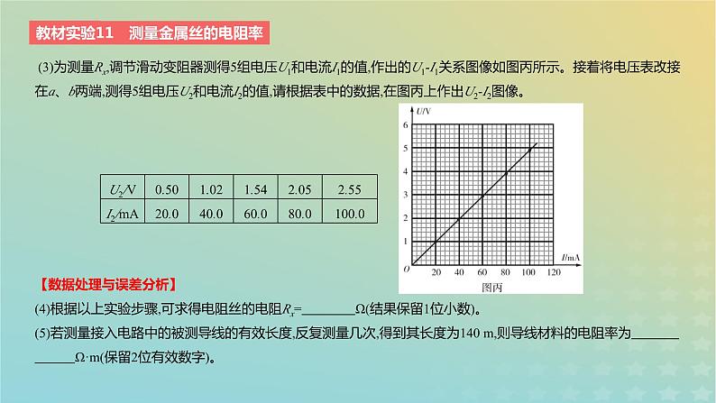 2024版高考物理一轮复习教材基础练第九章恒定电流教材实验11测量金属丝的电阻率教学课件第3页