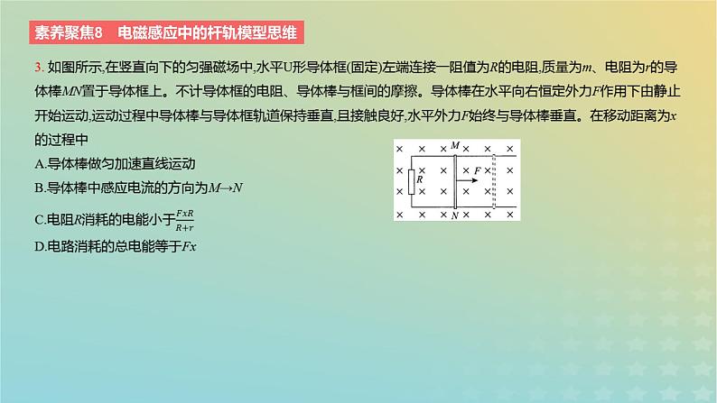 2024版高考物理一轮复习教材基础练第十一章电磁感应素养聚焦8电磁感应中的杆轨模型思维教学课件07