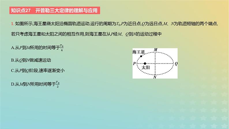 2024版高考物理一轮复习教材基础练第五章万有引力定律第1讲开普勒定律与万有引力定律教学课件第3页