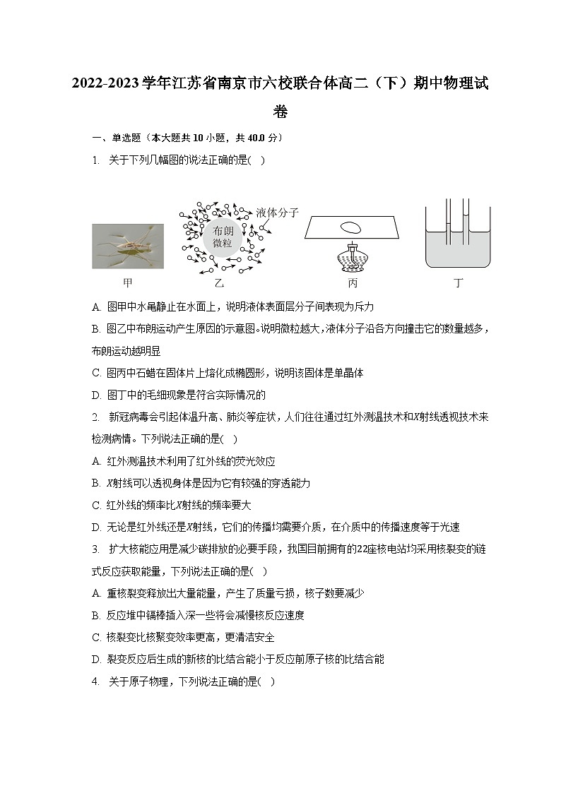 2022-2023学年江苏省南京市六校联合体高二（下）期中物理试卷（含解析）01