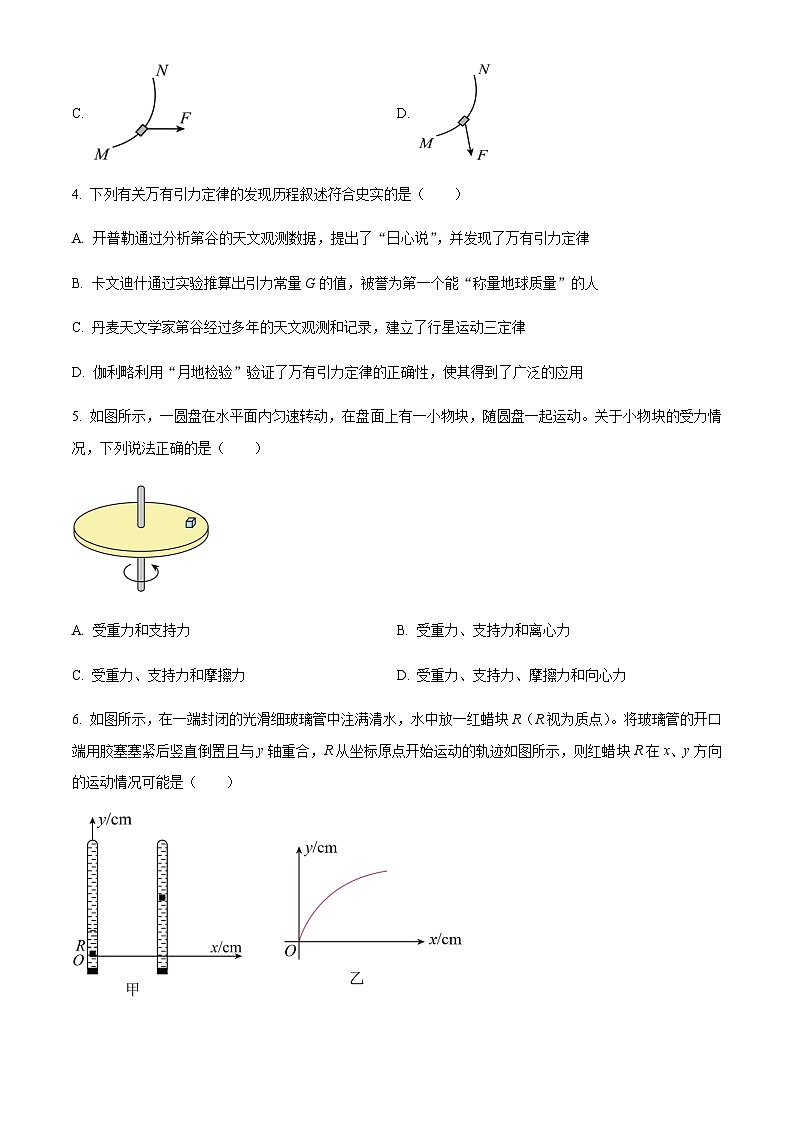 浙江省台州市山海协作体2022-2023学年高一下学期4月期中联考物理试题02