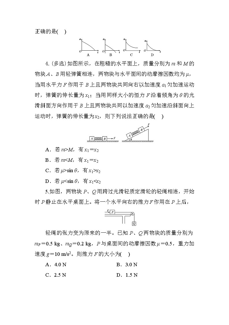2024届高考物理一轮复习练习：牛顿运动定律的综合应用（一）第2页