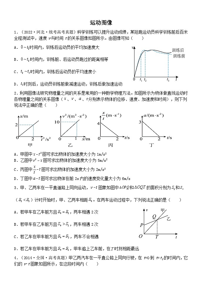 2024届高三物理一轮复习限时训练3 运动图像+01
