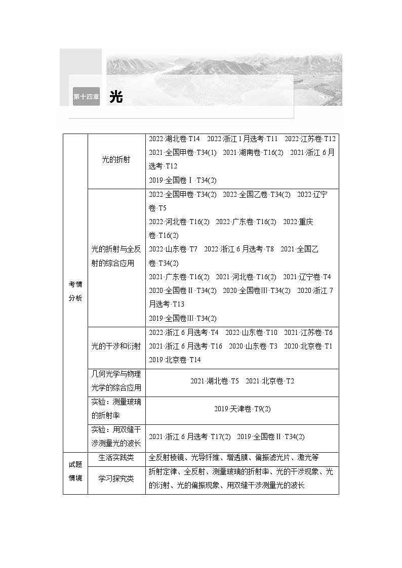 2024年高考物理一轮复习（新人教版） 第14章 第1讲　光的折射　全反射 练习课件01