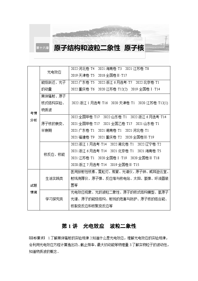 2024年高考物理一轮复习（新人教版） 第16章 第1讲　光电效应　波粒2象性 练习课件01