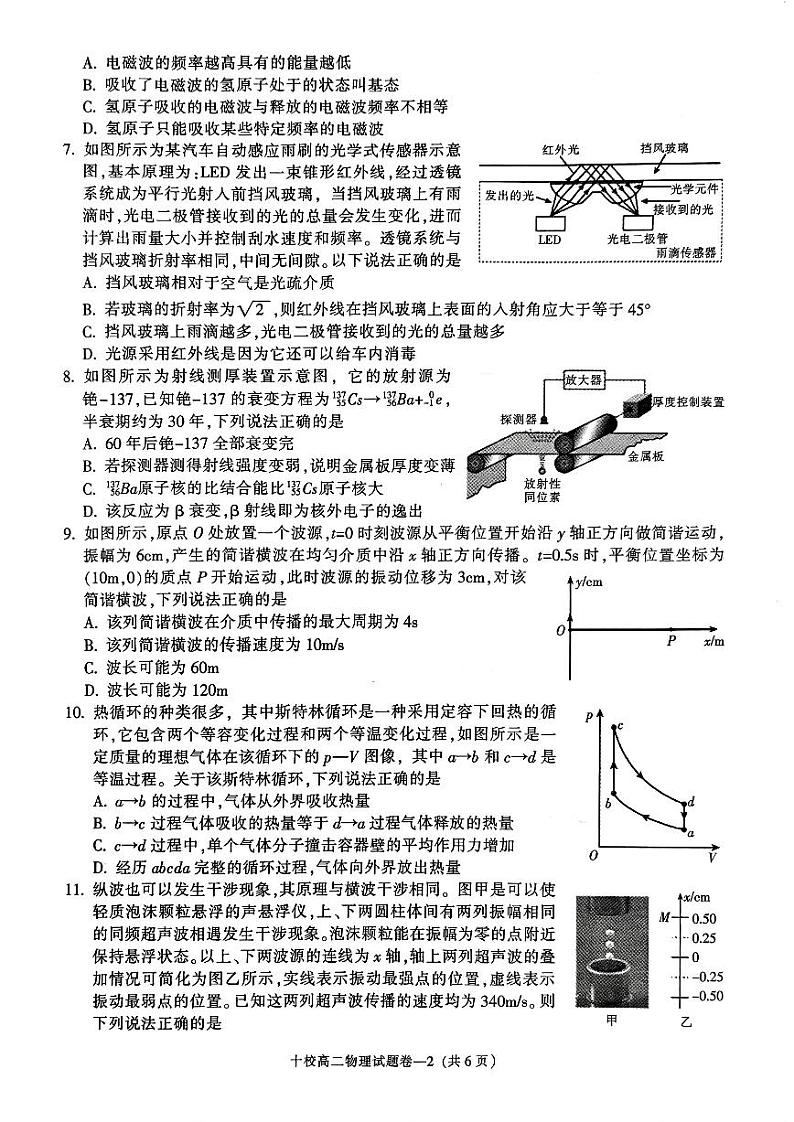 浙江省金华十校2022-2023高二下学期期末物理试卷+答案02