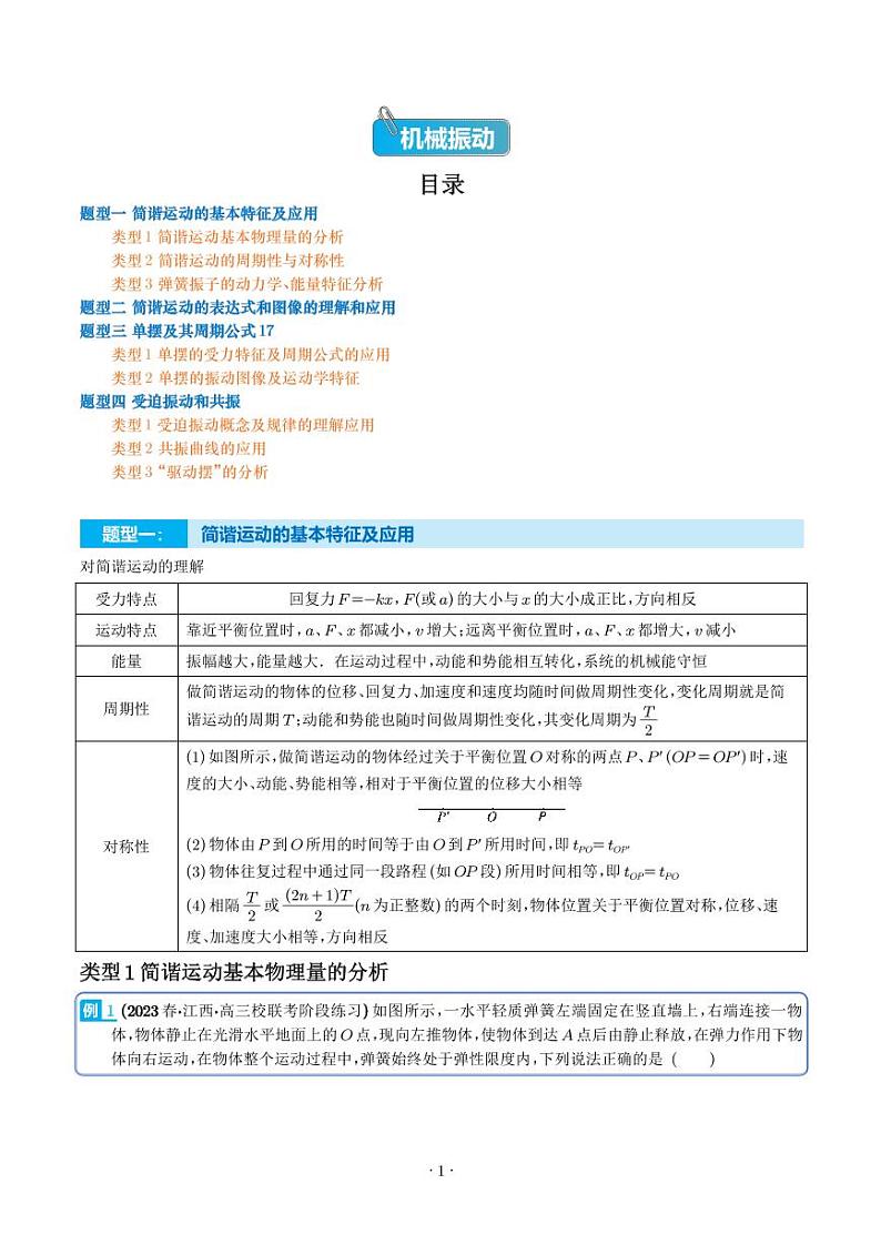 高考物理二轮专题复习之机械振动（解析版）01