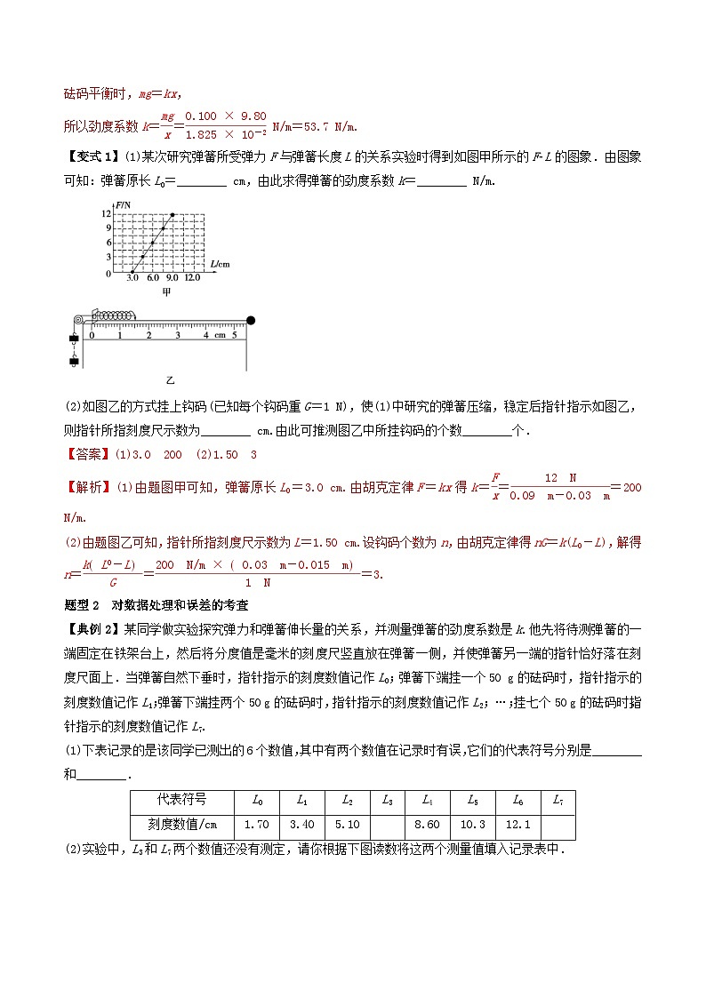 高考物理一轮复习考点回扣练专题（08）实验二 探究弹力和弹簧伸长量的关系（含解析）02