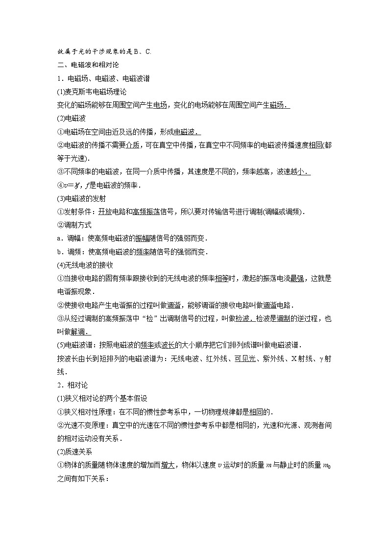 (新高考)高考物理一轮复习讲义 第14章 第4讲 光的波动性　电磁波和相对论（含解析）02