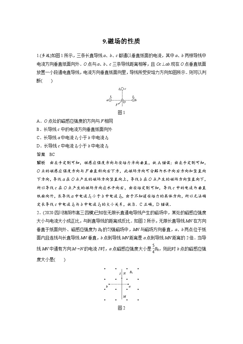高考物理二轮复习讲练(新高考版) 第3部分 热点排查练 9.磁场的性质（含解析）第1页