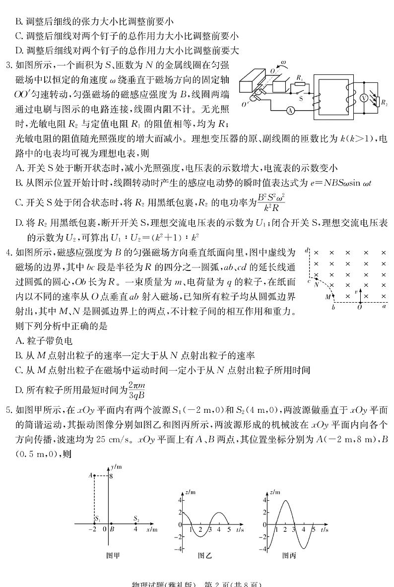 湖南省雅礼中学2023届高三适月考卷（七）物理试卷及参考答案02