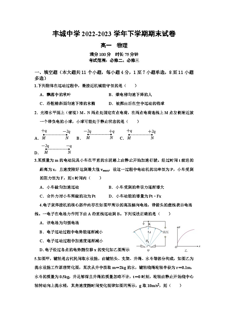 丰城中学2022-2023学年下学期高一期末考试物理试卷第1页