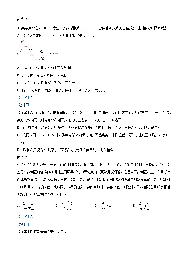 精品解析：云南省昆明市云南师范大学附属中学2022-2023学年高三上学期适应性考试月考理综物理试题（一）（解析版）02