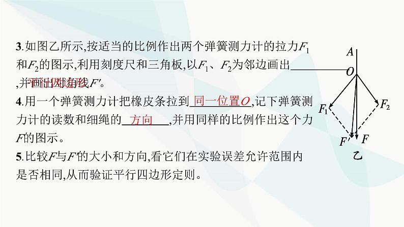 人教版高中物理必修第一册第3章相互作用——力4第2课时实验探究两个互成角度的力的合成规律课件第7页