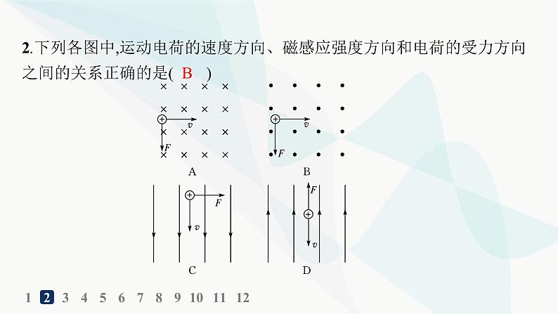 人教版高中物理选择性必修第二册第1章安培力与洛伦兹力分层作业3磁场对运动电荷的作用力课件03