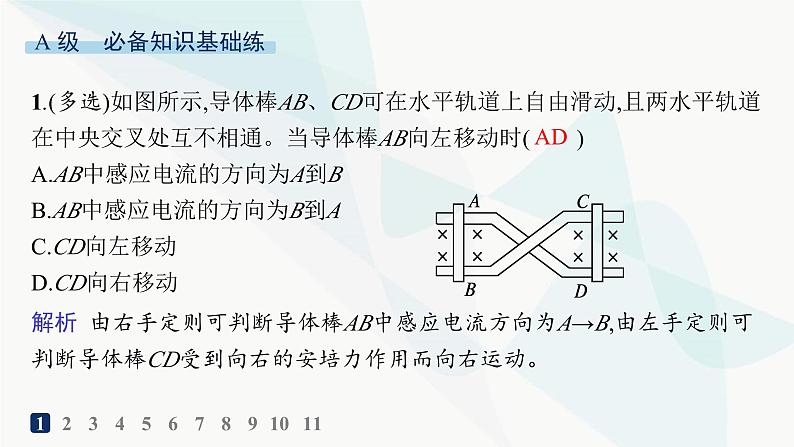 人教版高中物理选择性必修第二册第2章电磁感应分层作业9楞次定律的应用课件第2页