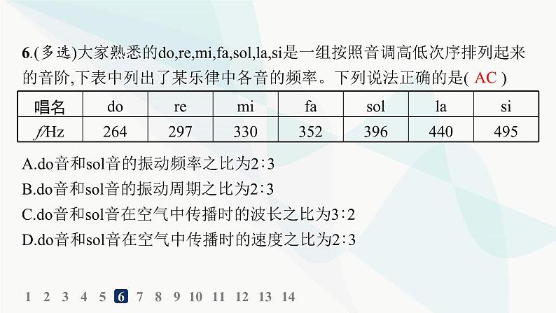 人教版高中物理选择性必修第一册第3章机械波2波的描述分层作业课件08