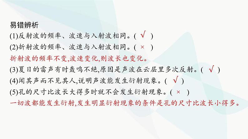 人教版高中物理选择性必修第一册第3章机械波3波的反射、折射和衍射课件第8页