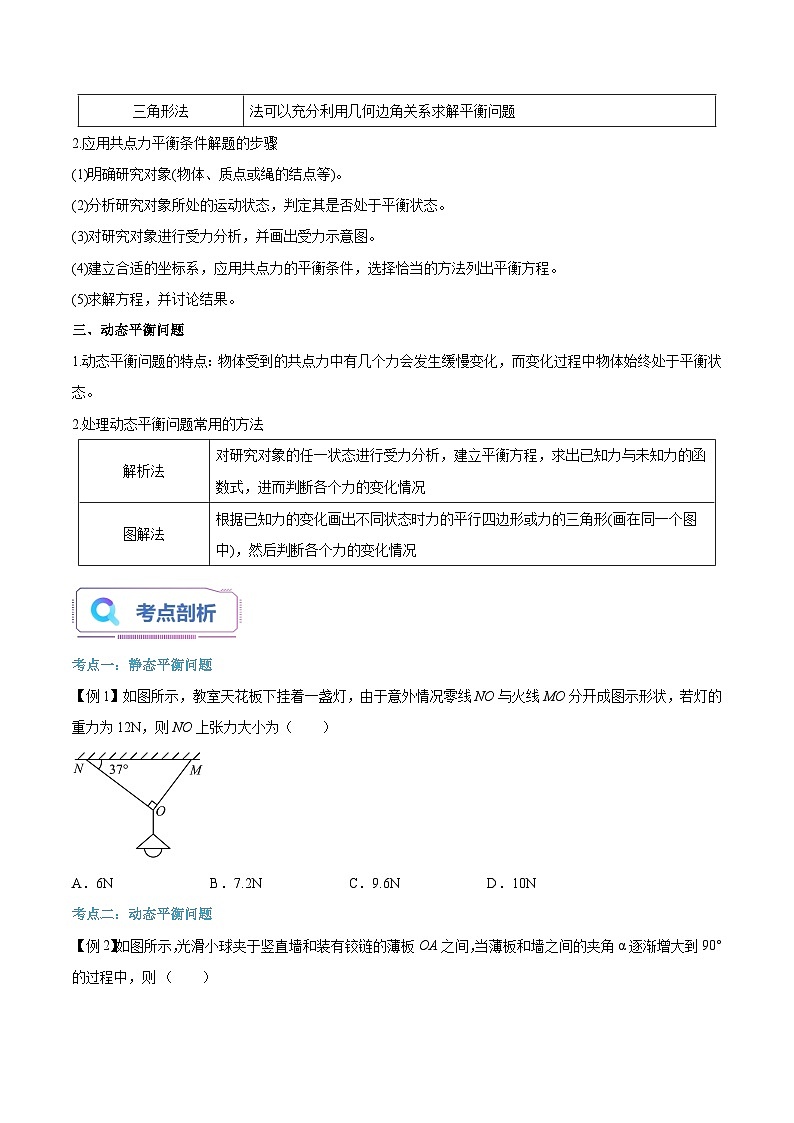 【暑假高中预备】人教版物理初三（升高一）暑假预习-第15讲 共点力的平衡 讲学案02