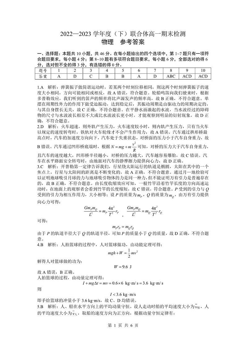 辽宁省沈阳市联合体高一物理试卷01