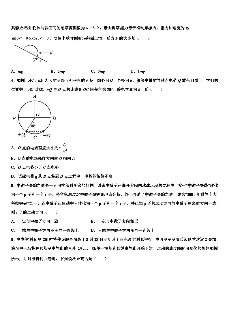 2023届重庆市实验外国语学校高三第二学期3月第一次测试物理试题第2页