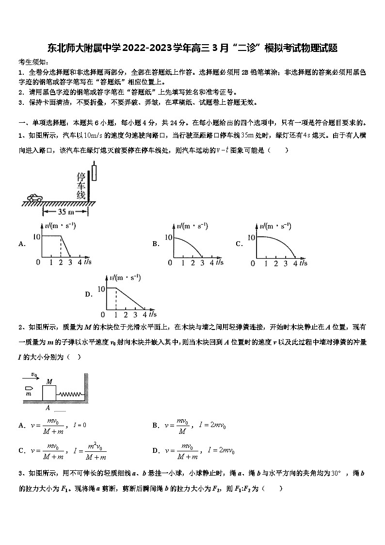 东北师大附属中学2022-2023学年高三3月“二诊”模拟考试物理试题第1页