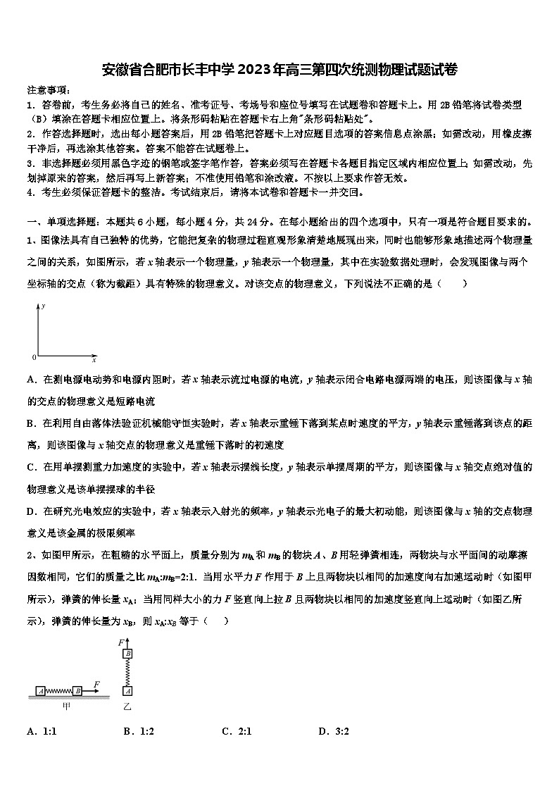 安徽省合肥市长丰中学2023年高三第四次统测物理试题试卷第1页