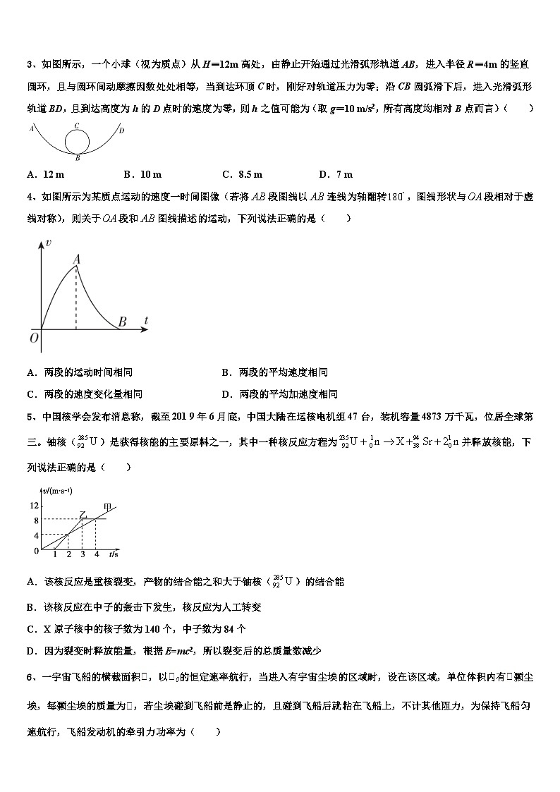 安徽省合肥市长丰中学2023年高三第四次统测物理试题试卷第2页