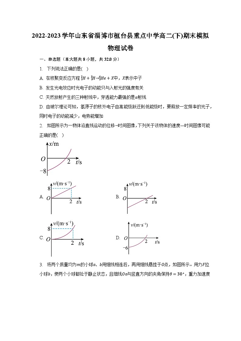2022-2023学年山东省淄博市桓台县重点中学高二(下)期末模拟物理试卷（含解析）01