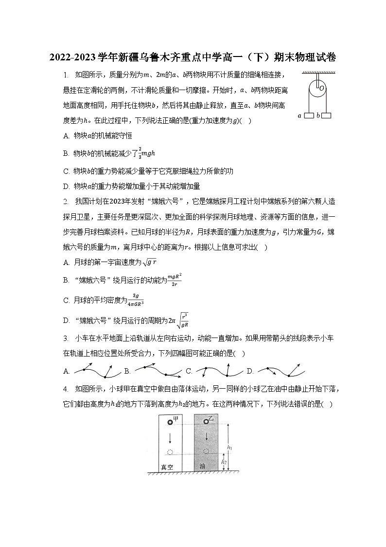 2022-2023学年新疆乌鲁木齐重点中学高一（下）期末物理试卷（含解析）01