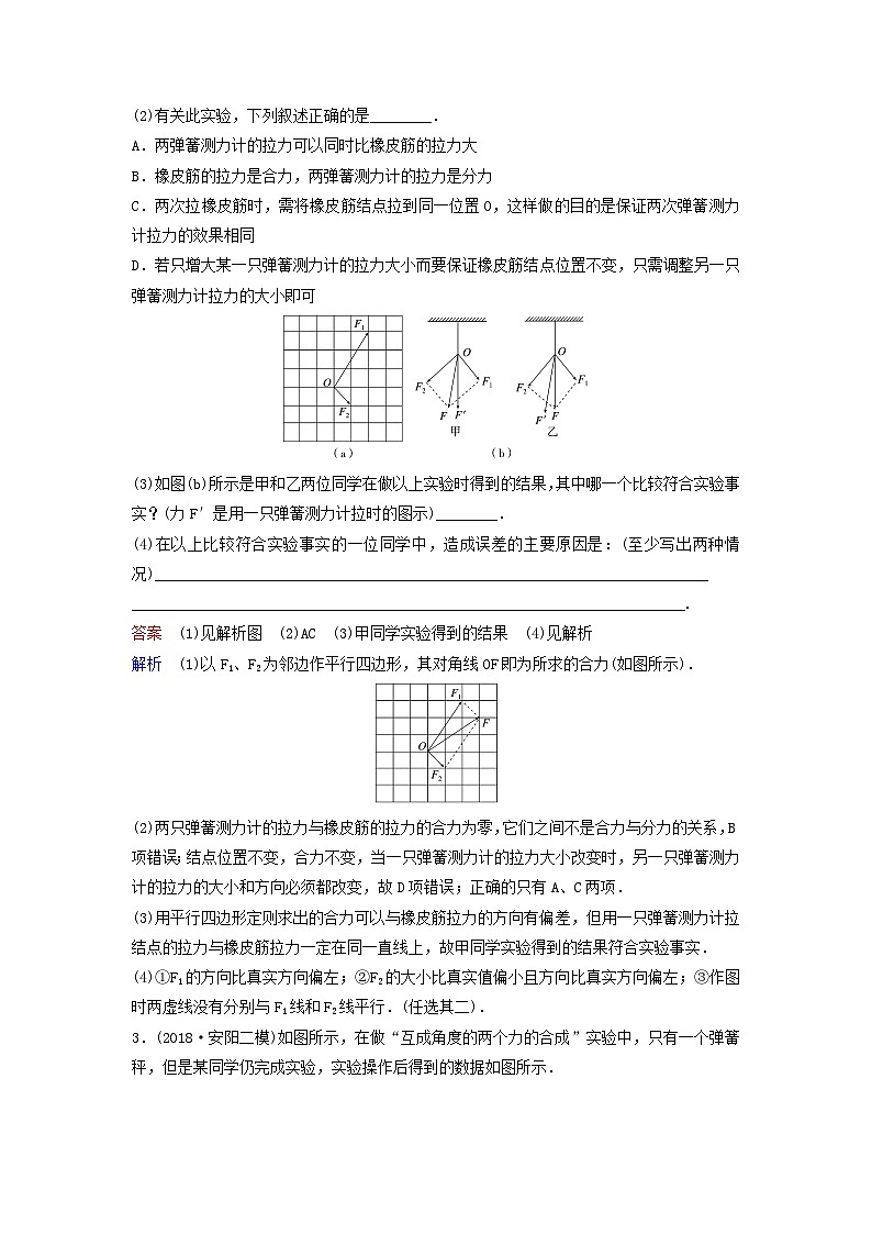 高考物理一轮复习课时作业11实验：验证力的平行四边形定则（含解析）第2页