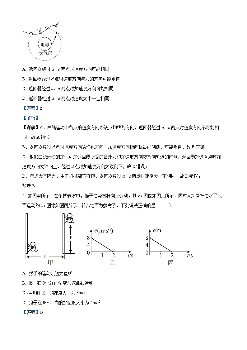 浙江省强基联盟2022-2023学年高一物理下学期5月月考试题（Word版附解析）03