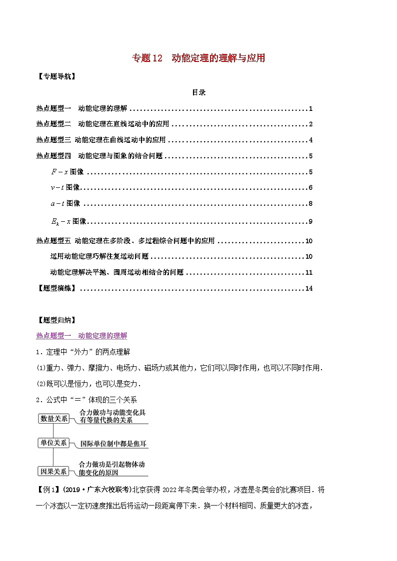 高考物理一轮复习题型归纳与变式演练专题12动能定理的理解与应用（含解析）第1页