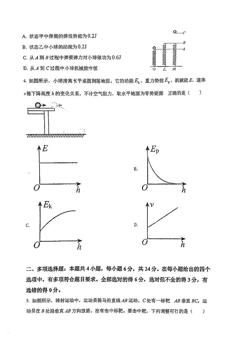 福建省福州市福州金山中学2022-2023学年高一下学期期末考试物理试卷第2页